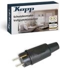 Kopp Schutzkontakt-Vollgummistecker in schwarz - Bruchfester IP44-Stecker aus