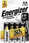 Energizer Batterie Alkaline Power AA/Mignon/LR6 4er-Packung Standard