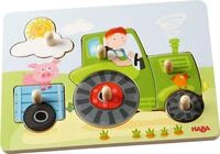 HABA Greifpuzzle Peters Bauernhof - Holzpuzzle ab 1 Jahr, 6-teilig | Steckpuzzle mit