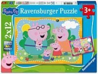Kinderpuzzle 2x12 Teile - Peppa Wutz - Gl&uuml;ckliche Familie Wutz!