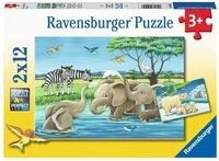 Ravensburger Puzzle Tierkinder aus aller Welt - 2x12 Teile Puzzle ab 3 | 2x12 Teile