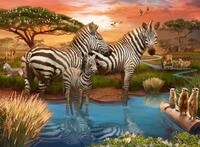 Ravensburger Puzzle Zebras am Wasserloch - 500 Teile Puzzle f&uuml;r Erwachsene | 500
