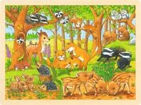 goki 57734 - Einlegepuzzle Tierkinder im Wald aus Holz, Holzpuzzle mit Tiermotiven,