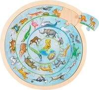 goki 57790 Einlegepuzzle Tierkreis aus Holz, Holzpuzzle mit 32 unterschiedlichen