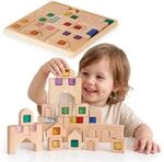 Mamabrum Holzklotze Sensorische Kinder 40 tlg. | Bunte Transparente Bausteine...