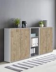 TABOR 8 Aktenschrank B&uuml;roschrank Highboard mit 4 T&uuml;ren & 3 offenen F&auml;chern |...