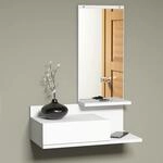 [en.casa] Wandregal Gunds&oslash; Regal h&auml;ngend Wei&szlig; mit Schublade H&auml;ngeregal mit