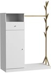 Vicco Garderobenschrank Liria, Wei&szlig;/Bambus, 100 x 145 cm | mit Schublade, mit