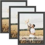 WOLTU Bilderrahmen 20x25, 3er set, Massivholz Fotorahmen mit Passepartout |...