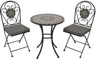 DEGAMO Bistroset Siena 3-teilig, 2X Klappstuhl und 1x Tisch 60cm rund, Eisen...