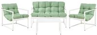 Beliani Lounge Set mit Tisch 4-Sitzer Gr&uuml;n Stahl Gartenlounge Kissen Modern 