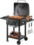 Outsunny Holzkohlegrill BBQ Smoker mit Deckel Thermometer h&ouml;henverstellbar 