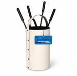 MS Beschl&auml;ge Kaminbesteck Set 5-tlg mit Besteckbeh&auml;lter aus Leder Altwei&szlig; -