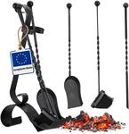 Relaxdays Gusseisen, schwarz Kaminbesteck antik, 4-TLG Kamingarnitur mit Schaufel,