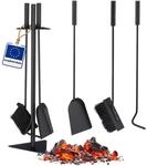 Relaxdays Kaminbesteck, 4-teilige Kamingarnitur mit Schaufel, Besen,...