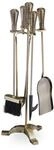 Relaxdays Kaminbesteck, 5-teiliges Set, Sch&uuml;rhaken, Ascheschaufel, Gold | Besen,