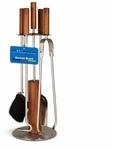 MS Beschl&auml;ge Kaminbesteck Edelstahl mit Holzgriffen 5-teilig - Kamingarnitur...