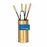 MS Beschl&auml;ge Kaminbesteck Set 5-teilig Messing &ndash; Ofenbesteck modern mit