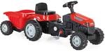Lemodo Trettraktor rot ab 3 Jahre, Kindertraktor mit Anh&auml;nger, Verstellbarer Sitz,