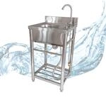Lemodo Sp&uuml;ltisch freistehend &ndash; Edelstahl Sp&uuml;ltisch mit Wasserhahn,