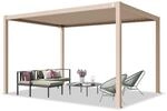 PRIMEYARD Pergola 3x4 m Aluminium-Pfosten, Lamellendach aus Stahl, beige 