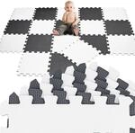 LittleTom Spielmatte Baby Puzzlematte Wei&szlig; & Grau - 18 Matten je 30x30 cm