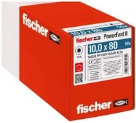 fischer PowerFast II WTP 10,0 x 80, kraftvolle Holzbauschraube mit Tellerkopf,