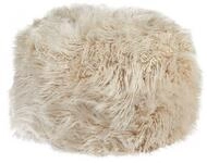 Beliani Pouf Hellbeige Webpelz Rund Kunstfell Quadratisch Flauschig | Beige,...