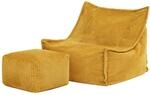 Icon Alto Cord Sitzsack Kinder Sessel und Hocker mit F&uuml;llung, Gelb | In...