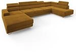 Masseno Ecksofa GAIAN R-S mit Schlaffunktion U-Form, Modern Sofa mit Bettkasten,