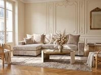 WFL GROUP Ecksofa mit Schlaffunktion & Bettkasten &ndash; Beige Chenille, Links &ndash;