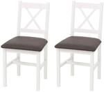 Mendler 2er-Set Esszimmerstuhl HWC-F77 - wei&szlig;, Polster grau | Lehnstuhl,