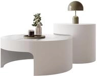 Mirjan24 Rund Couchtisch Viveri 2er Set (W+MB/W+MB) | Moderne Beistelltische...