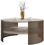 Mirjan24 Couchtisch Fahugin, runde Form (Travertin, Braun) | Kaffeetisch mit