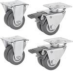 4er SET SOTECH Transportrollen &Oslash; 50 mm Tragkraft 400 Kg | 2x Lenkrollen mit...