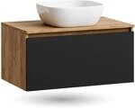 Planetm&ouml;bel Arisa Waschtisch mit Unterschrank 80 cm Gold Eiche | schwarz,