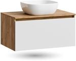 Planetm&ouml;bel Arisa Waschtisch mit Unterschrank 80 cm Gold Eiche | wei&szlig;, Waschbecken