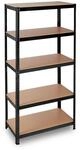Relaxdays Schwerlastregal 5 Ebenen, Stahl, MDF, 180 x 90 x 45cm, schwarz | Keller,