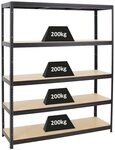 PROREGAL Schwerlastregal Giant Elephant Schwarz 180x150x45cm Fachlast 200kg