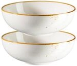 M&Auml;SER Sch&uuml;ssel-Set 2-teilig, Porzellan Pintar Wei&szlig;, Braun