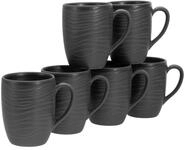 CreaTable, Lava Stone Black, Becherset 6 teilig aus Steinzeug | Geschirrset, 17873