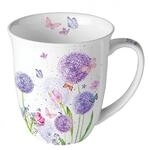 Ambiente Teetasse Kaffeetasse Becher Mug 0,4l Blumen Schmetterlinge Wiese in...