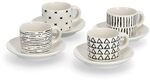 Zeller 26537 Espresso-Set, 8-tlg., Porzellan, schwarz/wei&szlig;