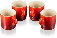 LE CREUSET 4er-Set Becher aus Steinzeug, je 350 ml, Kirschrot, 79113350600000