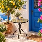 Mediteraner Mosaik Mosaiktisch Gartentisch Bistrotisch Outdoor &Oslash;60x70cm