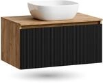 Planetm&ouml;bel Arisa Waschtisch mit Unterschrank 80 cm Gold Eiche | schwarz,