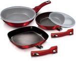 Berlinger Haus - BH/6796-5 PCs Frypan -Set mit abnehmbarem Griff, Burgundy...