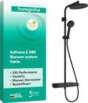 hansgrohe Activera S Duschsystem mit Thermostat, Matt Schwarz | Regendusche mit