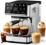 Siebtr&auml;germaschine, 20Bar Espressomaschine mit Milchaufsch&auml;umer Edelstahl 