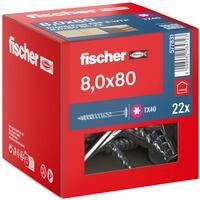 fischer Holzbauschraube PowerFast II 8,0 x 80 Tellerkopf TX40 gvz 22 St&uuml;ck 